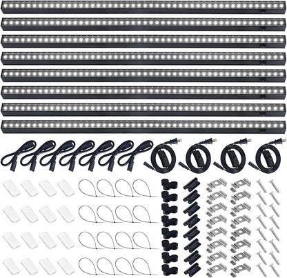 Barrina T5 Grow Lights for Indoor Plants, 2FT 80W(8 x 10W) Black Cover LED Plant Growing Lamp, Full Spectrum Grow Light Strip with Switch, Magnetic Installation, Plug and Play, 5000K, 8 Packs