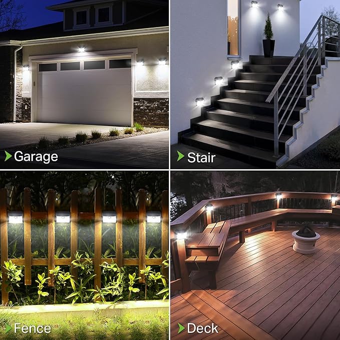 CLAONER Solar Lights Outdoor [𝟖 𝐏𝐚𝐜𝐤/126 LED], Wireless Motion Sensor Lights, IP65 Waterproof Security Lights 3 Modes, 270° Lighting Angle, Ultra-Bright Wall Lights for Deck Patio Fence Garage
