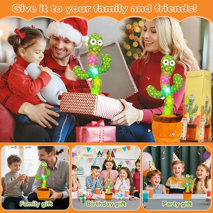 Dancing Talking Cactus Toy, Baby Singing Recording Mimicking Cactus Toy, Repeats What You Say, Musical Interactive Infant Toddler Toys for 1 Year Old Boys Girls