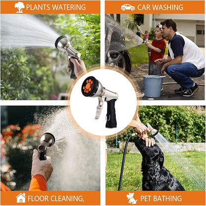 Tesony Garden Hose Nozzle, Heavy Duty Metal Water Hose Sprayer with 9 Adjustable Spray Patterns and Brass Hose Quick Connector, High Pressure Handheld Spray Nozzle Gun for Watering Plants, Car Washing