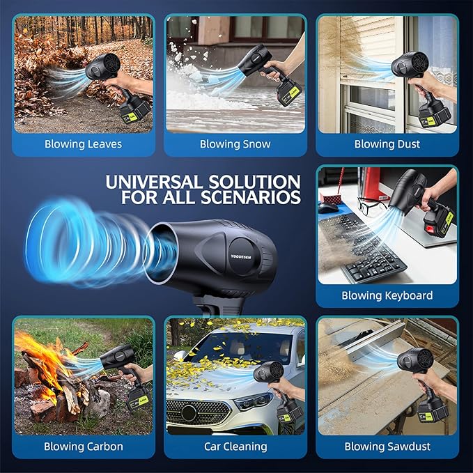 980,000 RPM Cordless Leaf Blower - 21V Electric Handheld Leaf Blower with 2×4.0Ah Batteries & Fast Charger - Lightweight for Patio, Lawn, Yard, Deck Cleaning