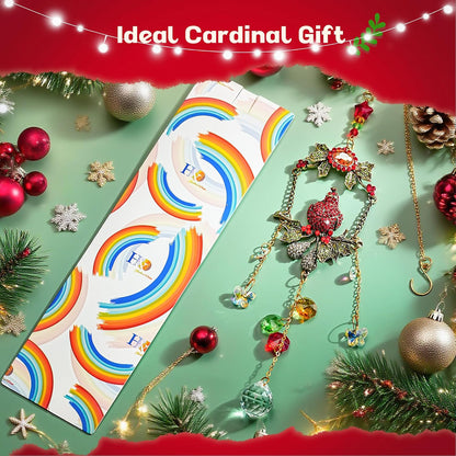 H&D HYALINE & DORA Cardinal on A Branch Suncatchers for Windows 17.5 Inch Crystal Sun Catcher with Metal Chain and Hooks Christmas Birthday Gift for Bird Lovers Women