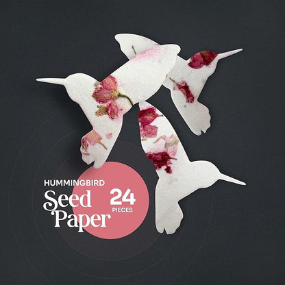 Wildflower Seed Paper - Set of 24 Hummingbird-Shaped for Funeral Favors, Memorial Gifts, & Sympathy Gifts for Loss of Father and Mother (Pink)