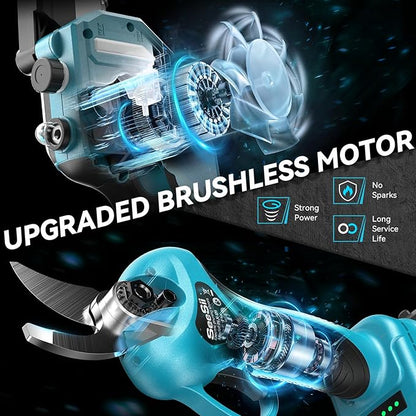 SEESII 4-in-1 Pole Saw & Pruning Shears Combo Kit, 6 Inch Mini Chainsaw for Tree Trimming, Battery Powered Chain Saw with Extension Pole, Limb Branch Cutter Pruner with 2 x 4000mAh Batteries