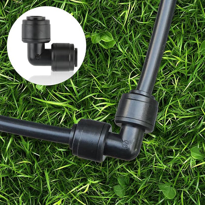 Kalolary 30PCS Quick-Connect 1/4" Drip Irrigation Tee Connectors Universal 90 Degree Elbow Fitting for 1/4 Inch Irrigation Tubing Irrigation Connectors for Drip or Sprinkler System
