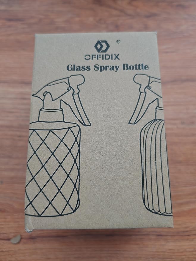 OFFIDIX Spray Bottle, Pressure Watering Can, Handheld Spray Bottles, Outdoor Indoor Plant Mister, 0.4L/13.5oz Glass Water Spray Bottle for Garden, Plants, Cleaning, Hairdressing (Clear)