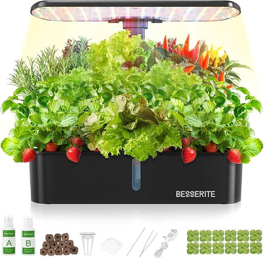 Hydroponics Growing System Kit 12 Pods,Indoor Herb Garden with Light,Kitchen Hydro Ponic Grow System, Countertop Hydro Garden,Smart Planting Kit Home,Plant Grower Inside Kit,Lettuce Grower