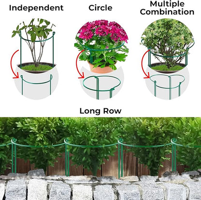 K-Brands Tall Plant Support Stakes – 10"W x 24"H Half Round Peony Cages and Supports for Indoor and Outdoor Plants – Plant Cage Ring Support for Flower - Peony, Tomato, Hydrangea, Rose Bush (6 Pack)