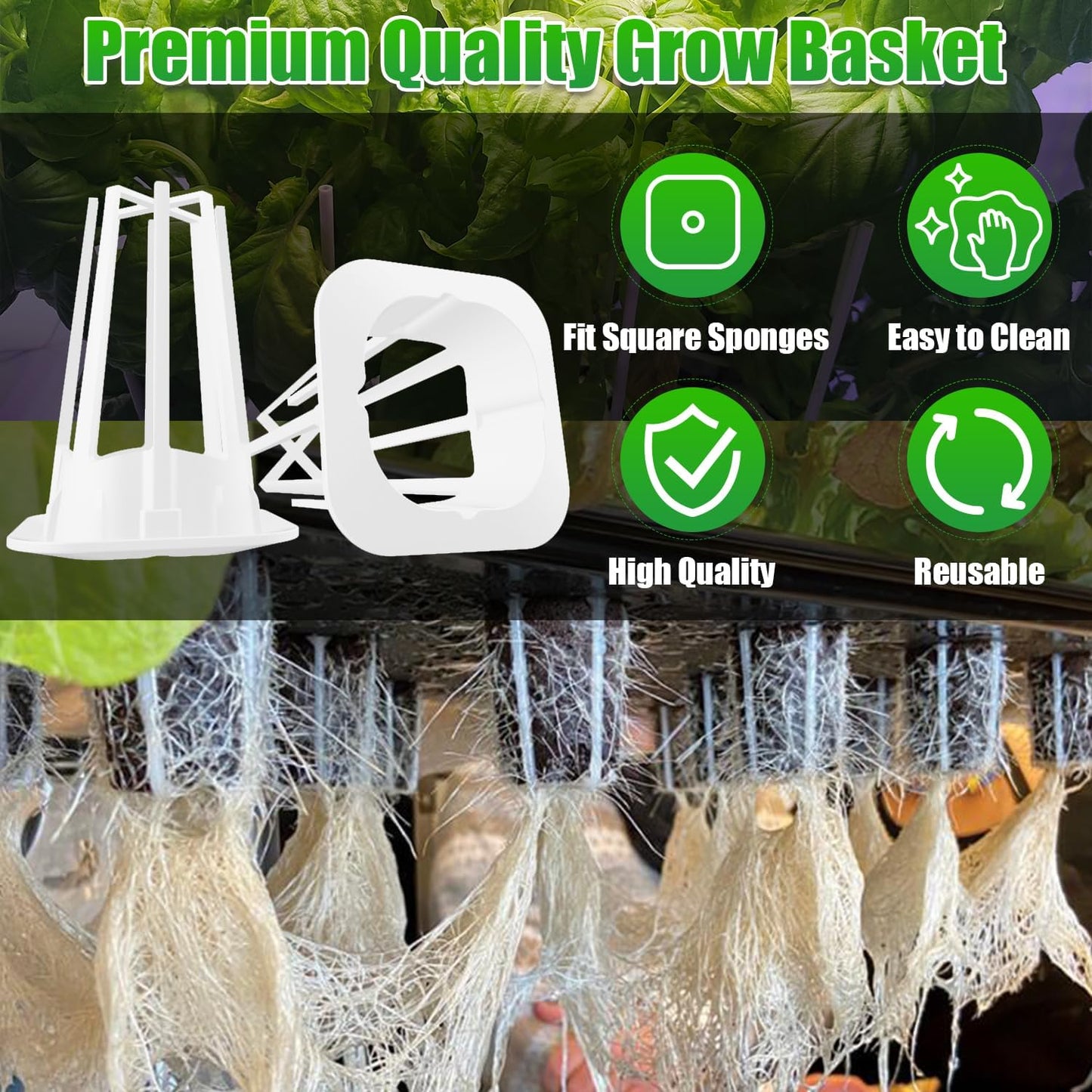 90Pcs Grow Sponges and Baskets for Hydroponic Growing System, Indoor Plants Hydroponics Supplies Compatible with Idoo LYKO(Square)