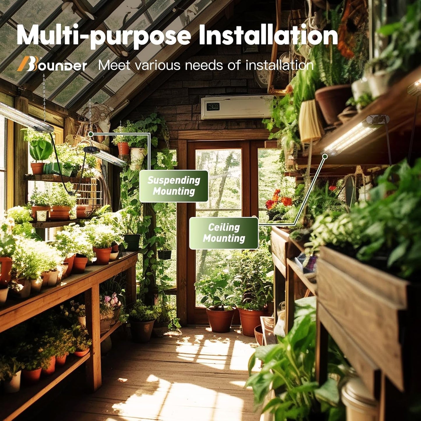 BBOUNDER 4 Pack 2ft LED Grow Light with Mechanical Outlet Timer, 80W (4x20W, 440W Equivalent), Sunlike Full Spectrum Linkable Plant Lighting Fixture for Hydroponic Indoor Plant