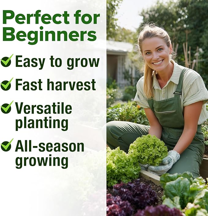 HOME GROWN 21,600+ Lettuce Seeds for Planting - 20 Heirloom Varieties, Non-GMO USA - Romaine, Butterhead, Iceberg, Leaf Lettuce, Spinach & Kale - Indoor, Outdoor & Hydroponic Garden Kit