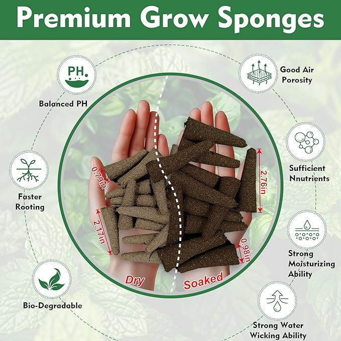 216 pcs Seed Pods Kit for Aerogarden, Grow Sponges for Hydroponics Growing System, Grow Pods for Aerogarden Kit with 100 Hydroponic Grow Sponges, 100 Pod Labels, 15 Plant Tags, 1 Mark Pen, Blue