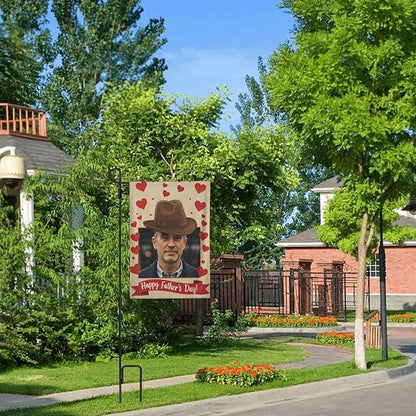 Custom Father Garden Flag for Outdoor Personalized Father's Yard Flags Decor Customized Flag Add Your Own Picture/Text House Lawn Banner Double Sided Home Wall Decoration 12.5x18 28x40