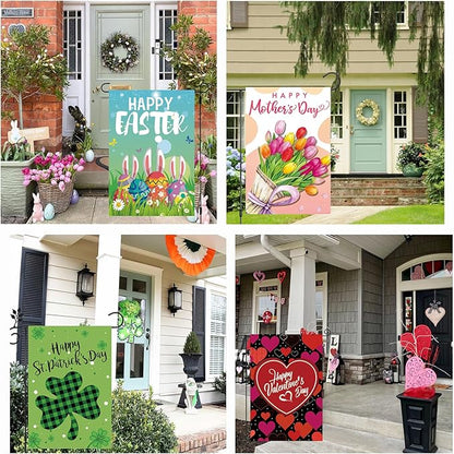 Seasonal Garden Flags Set of 12 Double Sided 12 x 18 Inch, Small Yard Flags for Outside, Summer Fall Garden Flag, Christmas Halloween Winter Outdoor Flag, Holiday Garden Decorations for All Season