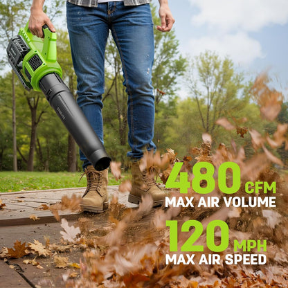 STEELITE Leaf Blower 21V, Electric Leaf Blower Cordless with 2 x 4.0Ah Battery and Charger, Powerful Battery Blower for Lawn Care, Patio Cleaning and Dust