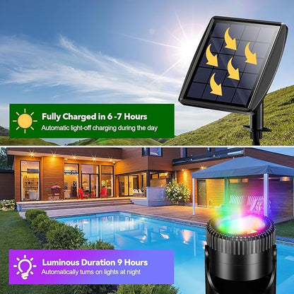 POPOSOAP Solar Pond Lights, RGB Multi-Color Pond Lights Waterproof IP68, Underwater Light with Timer Modes Options for Pond Fountain Pool Garden Decoration(3 Headlamp)