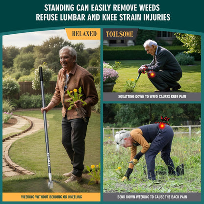 SOMOLUX 52'' Weed Puller Tool Stand-up Weeder with Metal Long Handle/Stainless Steel Claw, Gardening Manual Tool Weed Gripper/Picker/Remover No Bending/Kneeling to Remove Dandelion Form Lawn Patio