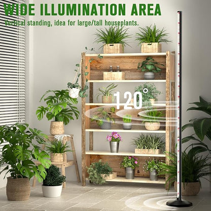 bedee LED Grow Light for Indoor Plants: 65 Inch Full Spectrum Plant Lights for Seed Starting with Timer and 10 Level Dimmable Standing Plant Growing Lamp for Greenhouse with Hanging Accessories