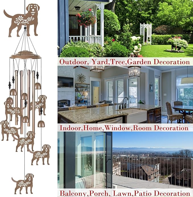Outdoor Dogs Wind Chimes Decor, Portable Mobile Wind Catcher, Sympathy Wind Bells, Memorial Gifts for Mom, Housewarming, Blessing WindChimes(Outside/Indoor/Home/Room/Porch/Yard/Tree/Garden Decorate)