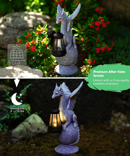 Qeeman Dragon on Ball Statues: Garden Decor Outdoor Decorations Art Figurine for Patio Balcony Yard Lawn