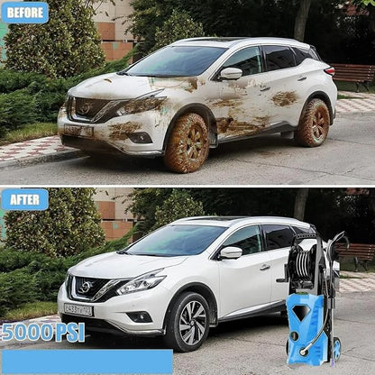 5000PSI Pressure Cleaner 2025 2.8GPM High Power Cleaner with 4 Pressure Nozzle and Soap Bottle for Home, Car Washing, Fence Cleaning, Patio (Navy Blue)