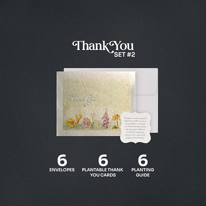 Thank You Set Greeting Card – Plantable Wildflower Seed Paper for Gifts, Special Events Like Mother's Day, and Other Milestone Celebrations