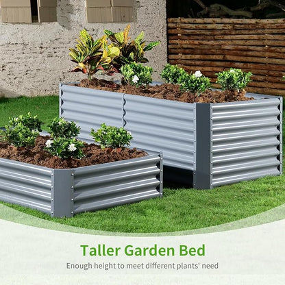 Land Guard 8×4×2ft Galvanized Raised Garden Bed, Planter Boxes Outdoor, Raised Garden Beds Outdoor for Vegetables, Flowers, Herbs, 479 Gallons, Modern Gray… B0CWTYXT24