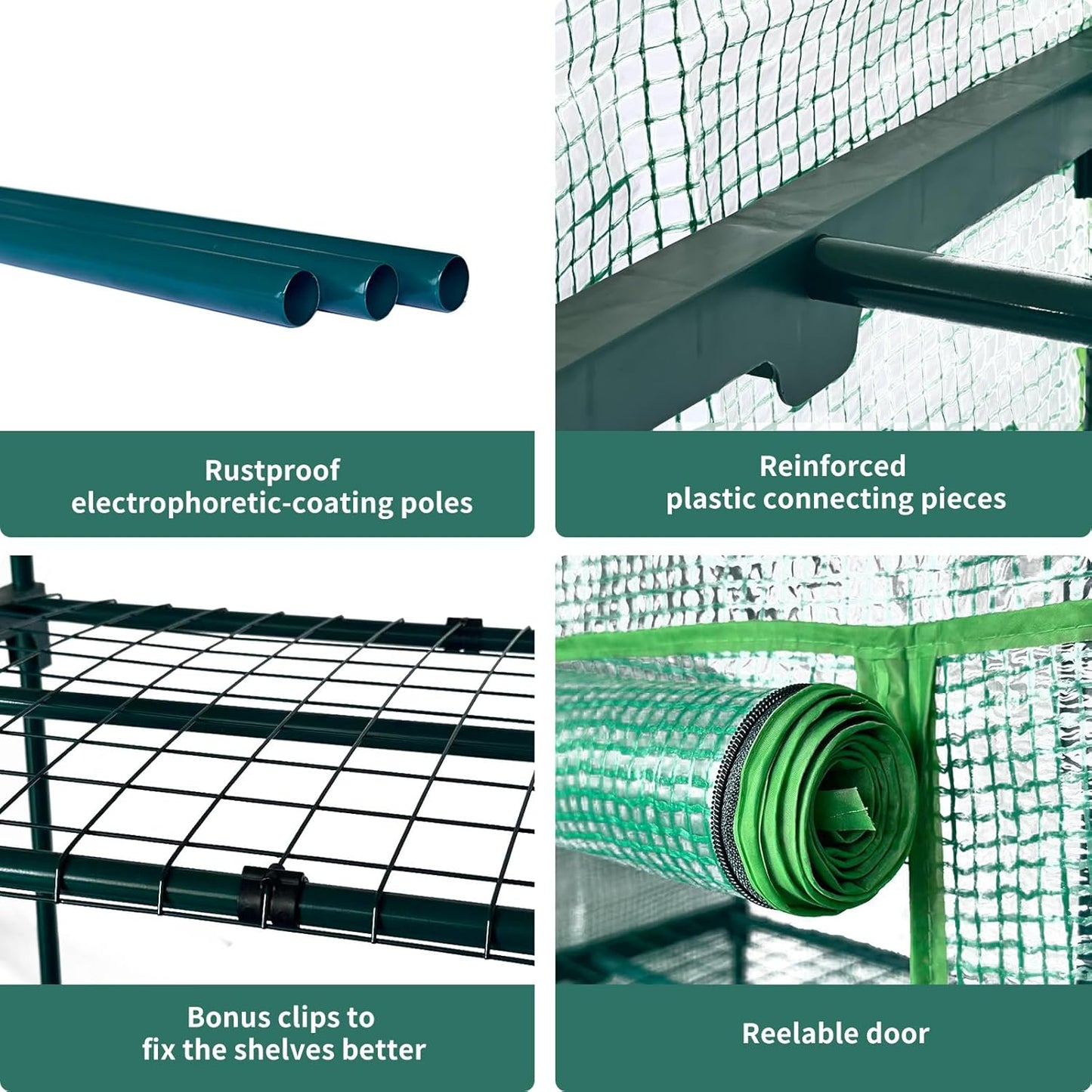 4 Tier Mini Indoor Greenhouse,27"x19"x62" Greenhouses with PE Cover and Roll-Up Zipper Door,Plastic Green House for Inside Grow Tent&Garden greenhouses for Outdoors