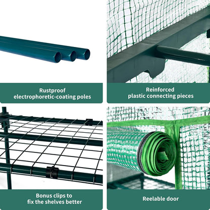 4 Tier Mini Indoor Greenhouse,27"x19"x62" Greenhouses with PE Cover and Roll-Up Zipper Door,Plastic Green House for Inside Grow Tent&Garden greenhouses for Outdoors