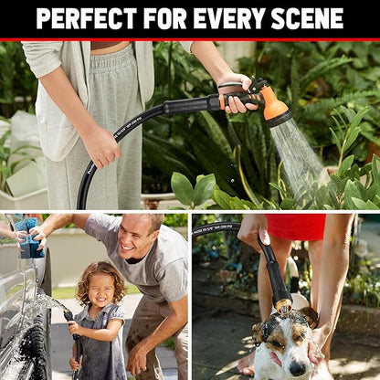 Garden Hose 100ft x 5/8", NON-EXPANDABLE Heavy Duty Premium Flexible Water Hose, No Kink, Leakproof, Lightweight Hybrid Hose with Male to Female Fittings for Household、Backyard