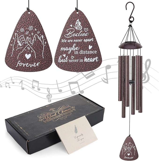 Friendship Gifts,Christmas Birthday Gifts for Best Friend Women Men,33" Best Friend Wind Chimes for Women Men Patio,Window and Garden Decoration