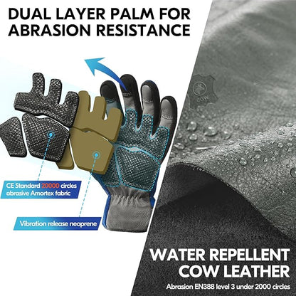 Vgo... Work Gloves for Men,Leather Safety Work Gloves,Scratch protection,Thornproof,Touchscreen(CA7777/CA7780/GA7776/PA7775)