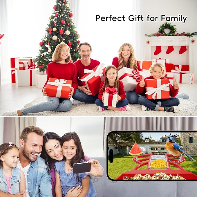 Smart Bird Feeder with Camera, Solar Panel & 5200mAh Battery, 4K HD Video, AI Identification, Instant Arrival Alerts & Alarm, IP65 Weatherproof, 32GB Card, 2L Capacity, Bird Lover’s Smart Companion