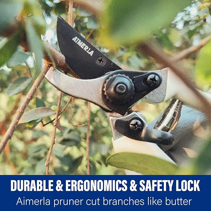 Aimerla Gardening Tools Set of 9 Heavy Duty Garden Tools with Non-Slip Rubber Grip with Large Garden Bag, Durable for Garden, Weeding, Gifts for Women,Men