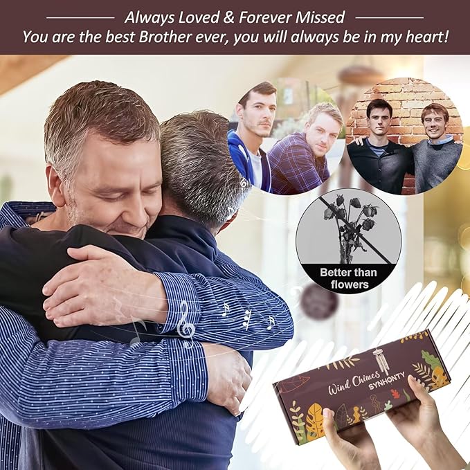 Memorial Gifts for Loss of Brother, 25''Memorial Wind Chimes, Bereavement, Condolence, Remembrance, Sympathy Gifts Windchimes in Memory of Brother