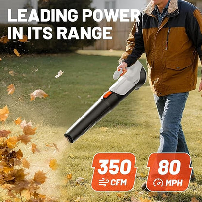Litheli 20V Cordless Leaf Blower Battery Powered Leaf Blower, 2.0 Ah Battery Lightweight 2 Speed Mode Electric Blowers for Lawn Care, Patio, Snow, Dust, Blowing Leaves
