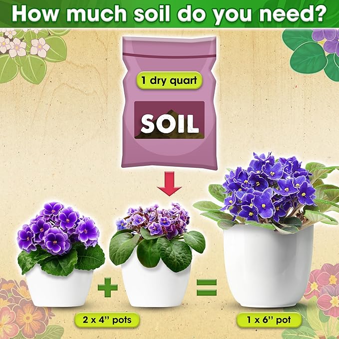 DUSPRO Recycle Premium 4-in-1 African Violet Potting Soil African Violet Soil Blend with Perlite, Coco Coir, Pumice, Pine Bark for Optimal Moisture Retention & Drainage 4QT