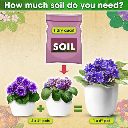 DUSPRO Recycle Premium 4-in-1 African Violet Potting Soil African Violet Soil Blend with Perlite, Coco Coir, Pumice, Pine Bark for Optimal Moisture Retention & Drainage 4QT