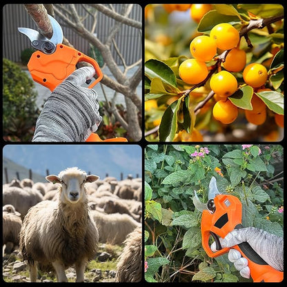 Electric Pruning Shears, Cordless Secateurs Battery Branch Cutter with 2PCS 2.0Ah Lithium-ion Battery, 40mm(1.6 inch) Powered Professional Brushless Pruning for Tree Branch, SK5 Blades