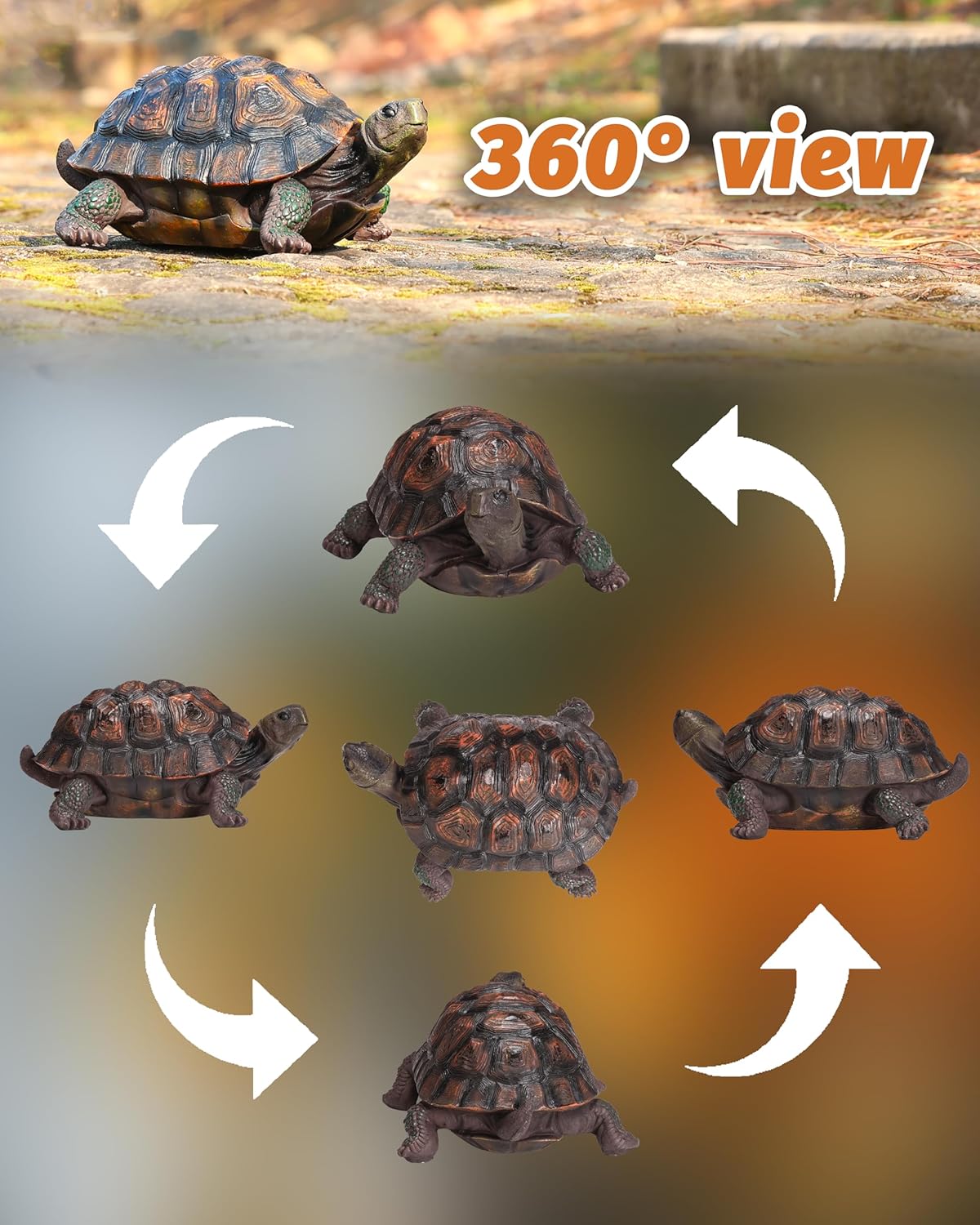 Tortoise Turtle Statue,Resin Garden Sculpture Indoor/Outdoor Yard Lawn Ornament,Home Decor (Large)