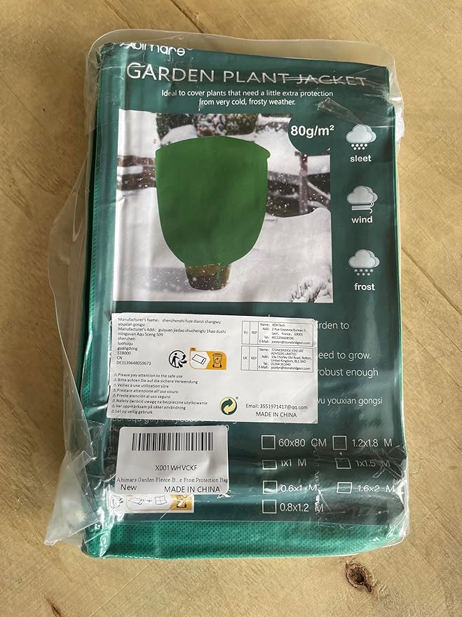 Abimars Thicker Plant Covers Freeze Protection Jacket 2.36 oz/yd², 2'x3.2' Reusable Winter Plant Covers with Drawstring & Zipper, 2 Pack Light, Porous Fabric for Plant Breathing