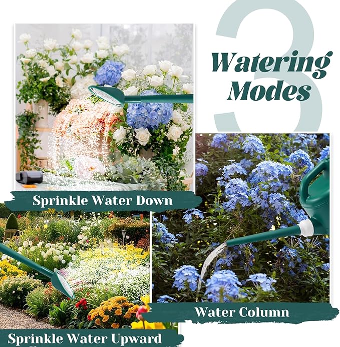 Watering Can for Indoor & Outdoor Plants, Plant Watering Can with Stainless Steel Shower Head, 1 Gallon Plastic Water Can for Garden, Flowers, Vegetable, Greenhouse (AlpineGreen)