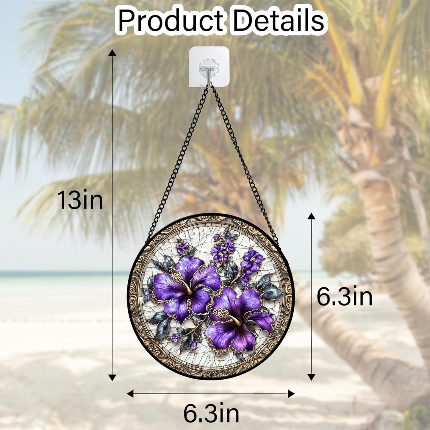 Stained Glass Window Hanging, Purple Flowers Romantic Suncatcher for Doors Home Sun Catchers Decoration and Christmas, Mother's Day Birthday Gifts for Women, Men, and Mom 6.3 in