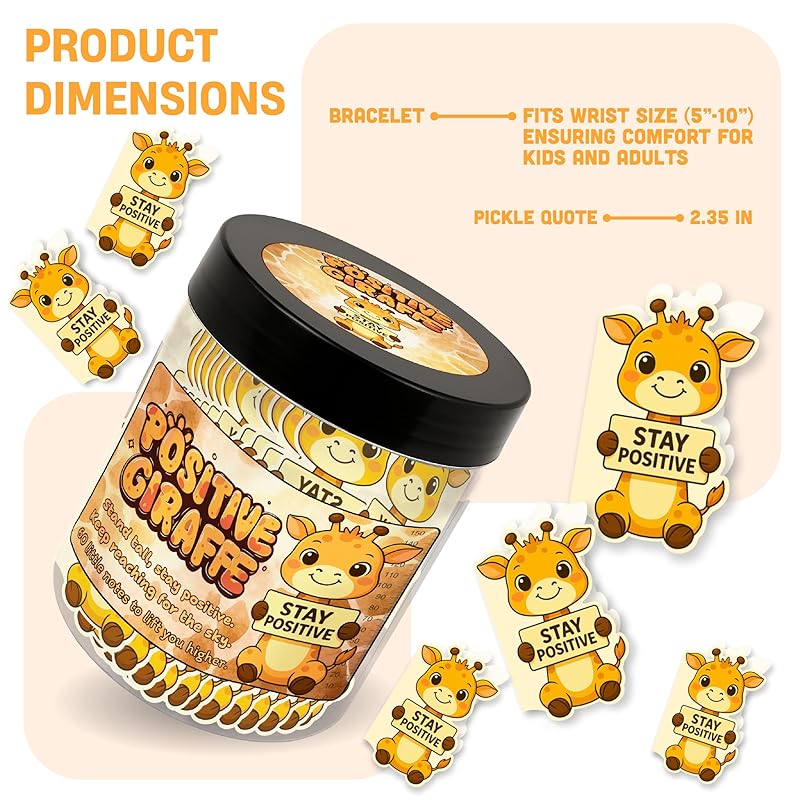 Positive Giraffe Jar With 60 Daily Affirmation Cards - Giraffe Gifts For Women And Giraffe Decor, Emotional Support Gifts And Inspirational Gifts For Women, Birthday Gift For Wife Or Desk Decor