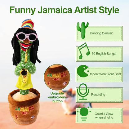 MIAODAM Dancing Cactus, Talking Plush Toy with Funny Style 270 Degree Rotation for for Baby Boys and Girls, Singing Baby Toy Repeats What You Say Colorful Glowing Singing Cactus Toy