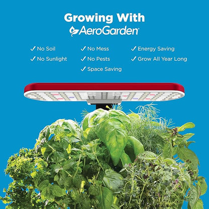 AeroGarden Harvest Lite, Indoor Garden Hydroponic System with LED Grow Light, Holds up to 6 AeroGarden Pods, Cherry Red
