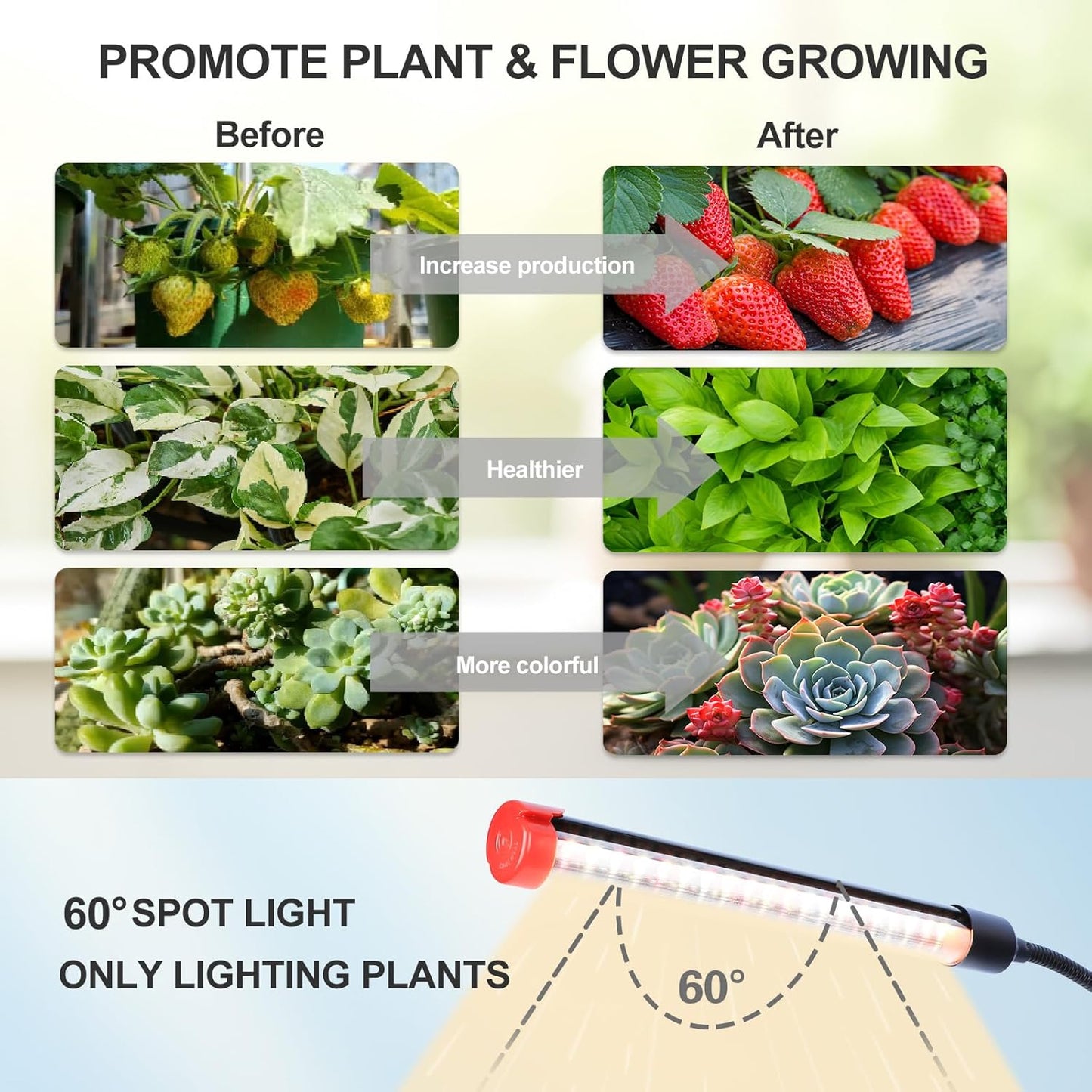 6-Head Table Top Grow Lights for Indoor Plants, Seed Starting, Bonsai with Timer, 54W Power Home Plug, FECiDA 2025 Full Spectrum Plant Growing Lamps, 16"-24" Height Adjustable
