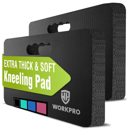 WORKPRO Extra Thick Kneeling Pad, 2-Pack, Soft Foam Cushioning for Knee, Large Foam Kneeler Mat for Gardening, Bathing Baby, Workout Supplies, 17.5 x 11 x 1.5 in, Black