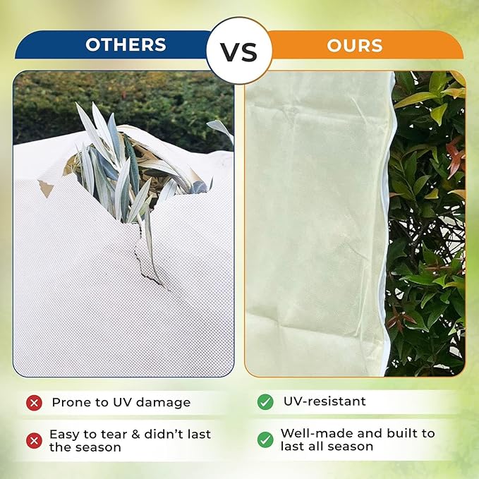 Plant Covers Freeze Protection, 2 Packs 23''W x 30''H Frost Protection Covers with Zipper & Drawstring, Winter Frost Cloth for Potted Plants, Outdoor Plant Blankets for Cold Weather