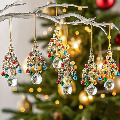 H&D HYALINE & DORA Set of 6 Christmas Tree Suncatchers Set Rhinestone Tree Shape with Hanging Crystal for Xmas Birthday New Year